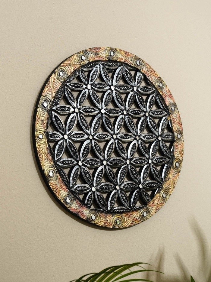 Панно резное «Цветы», 30×30×0.6 см