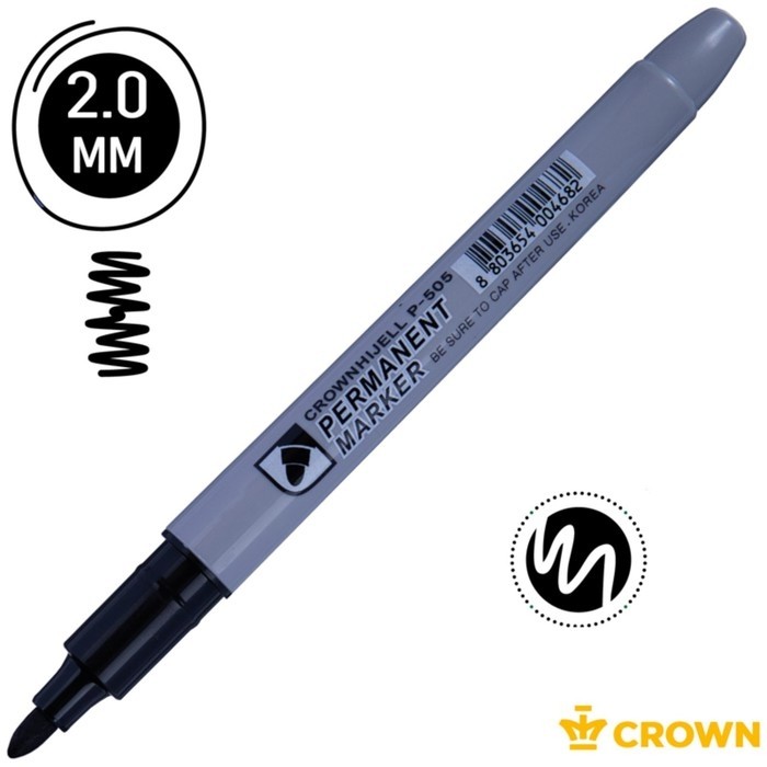 Маркер перманентный 2.0 мм, Crown Multi Marker Slim, пулевидный, черный (Цена за 12 шт.)