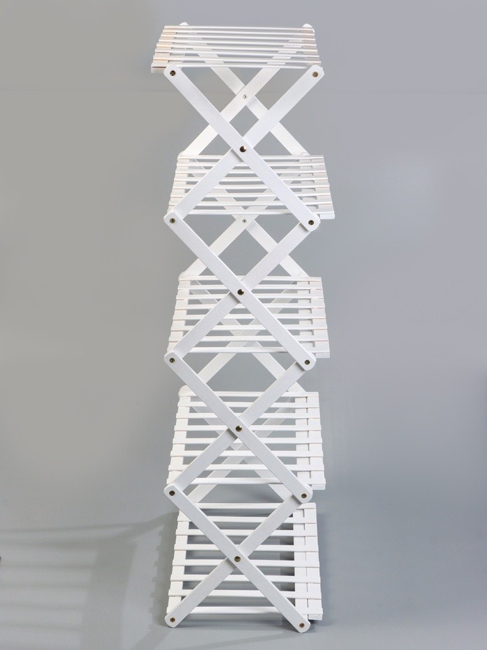 Подставка для цветов Greengo, 5 полок, 50×25×89 см, напольная, бамбук, белая