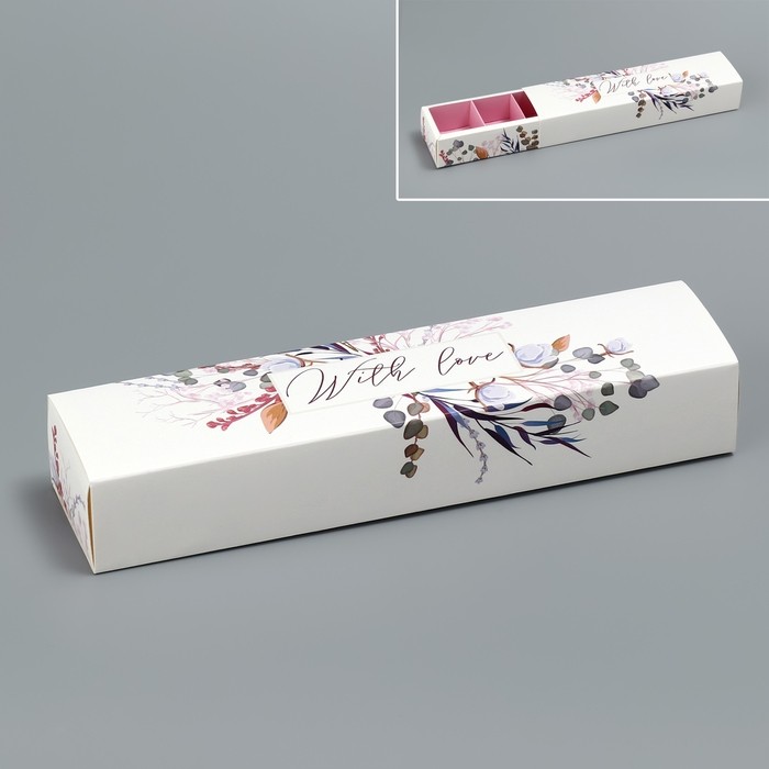 Коробка для конфет, кондитерская упаковка, 5 ячеек, «Венок», 5 х 21 х 3.3 см (Цена за 5 шт.)