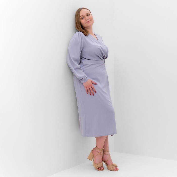 Платье женское MIST, plus-size,  р.54, серо-голубой