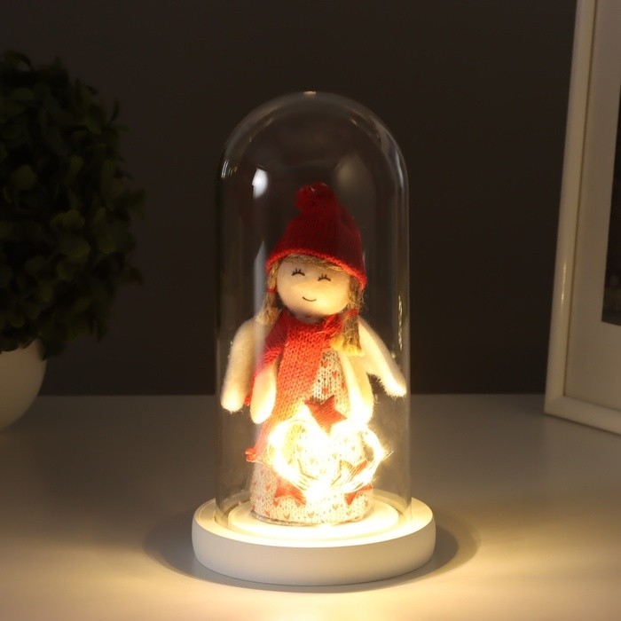 Фигурка светящаяся колба RISALUX «Новогодний олень», LED-ночник, 3×ААА, красный, 11×11×22.5 см