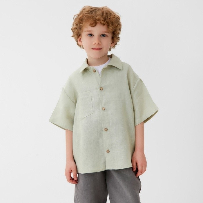 Рубашка для мальчика KAFTAN Linen, размер 36 (134-140 см), зелёная