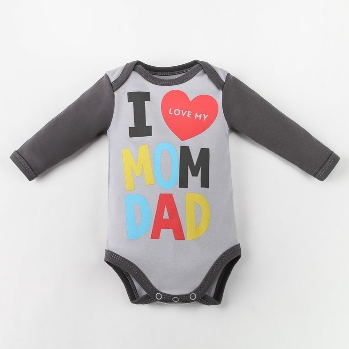 Боди Крошка Я Mum and Dad, серое