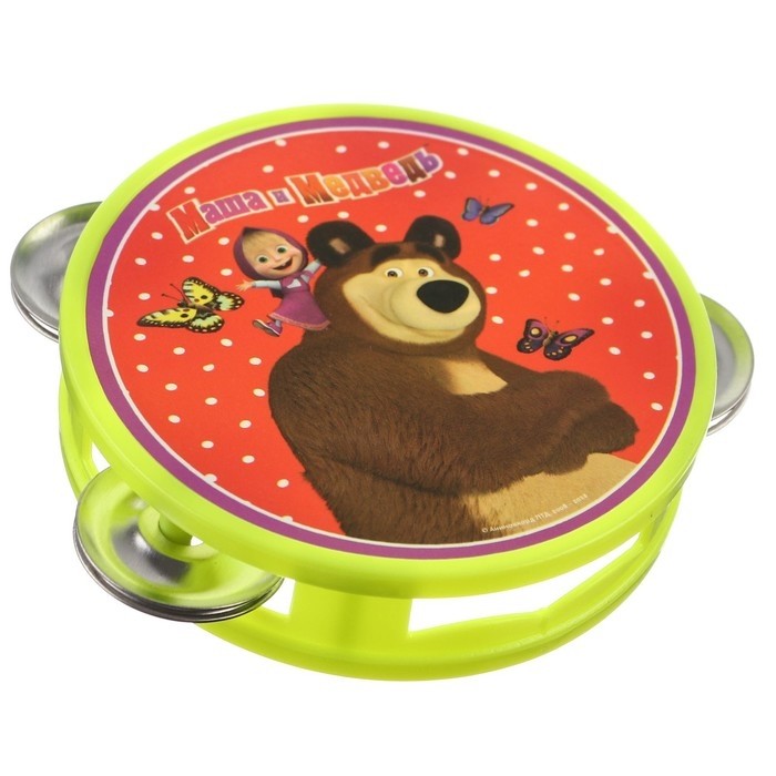 Музыкальная игрушка «Бубен», Маша и Медведь, МИКС