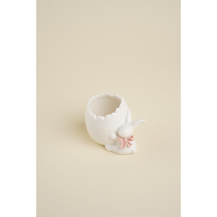 Подставка для яйца SL Home «Лесные кролики», 9×6.5×7 см, фарфор, белая