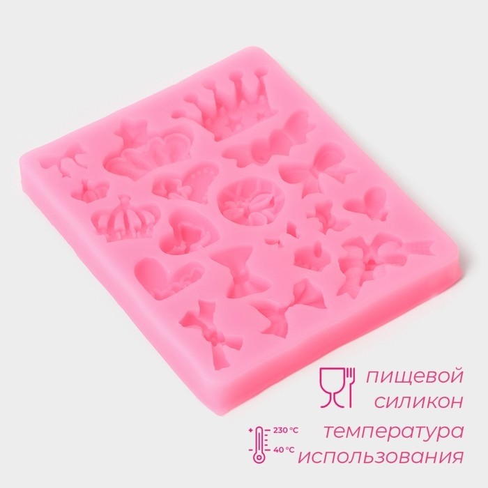 Молд Доляна «Банты и короны», силикон, 8,7×7×1 см, цвет МИКС