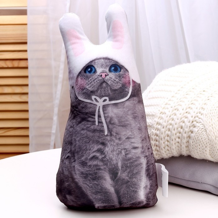 Игрушка антистресс, "Серый кот в шапке"