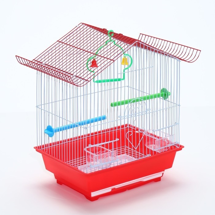 Клетка для птиц укомплектованная Bd-1/1d, 30 х 23 х 39 см, красная