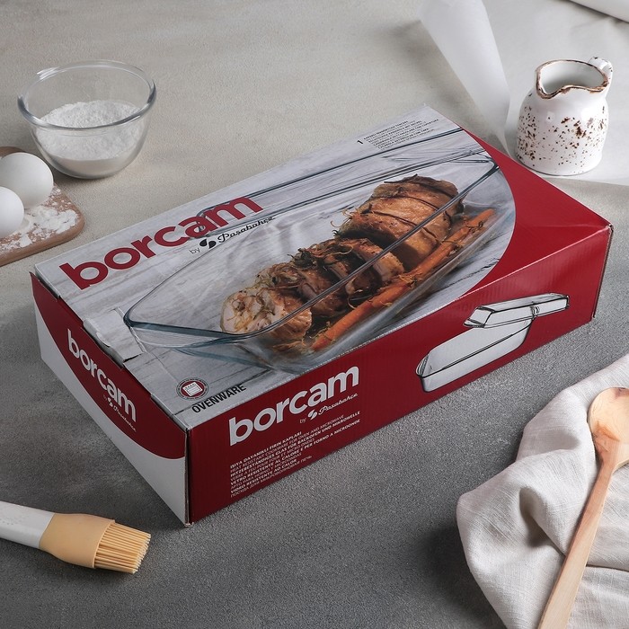 Форма для запекания Paşabahçe Borcam, 2.8 л, с крышкой, жаропрочное стекло, прозрачная