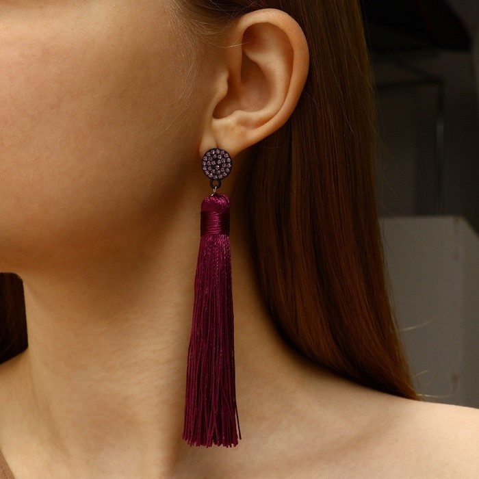 Серьги «Кисти» гармония, цвет красный, L кисти 8,5 см