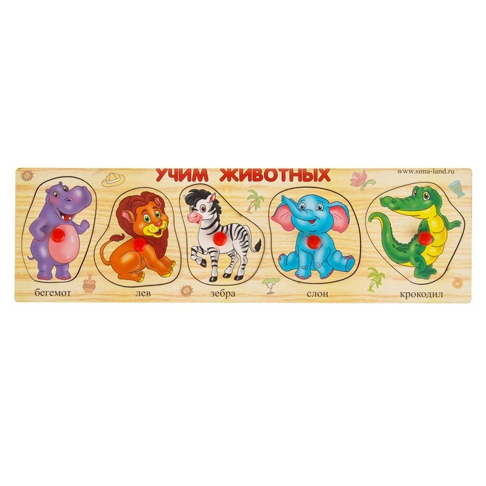 Рамка - вкладыш «Учим животных», 5 элементов