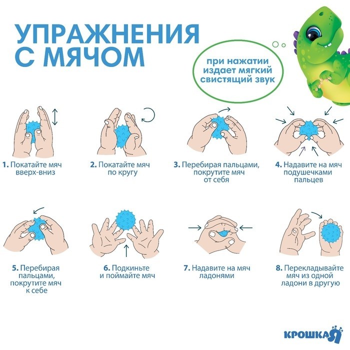 Набор игрушек для ванны Крошка Я «Динозаврик», мочалка, 2 тактильных мячика