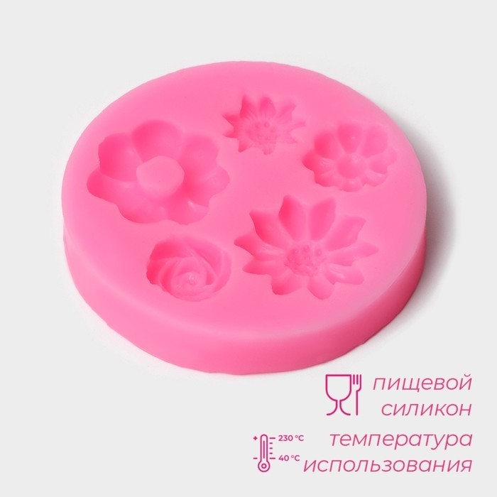 Молд Доляна «Клумба», силикон, 6.5×0.7 см, розовый
