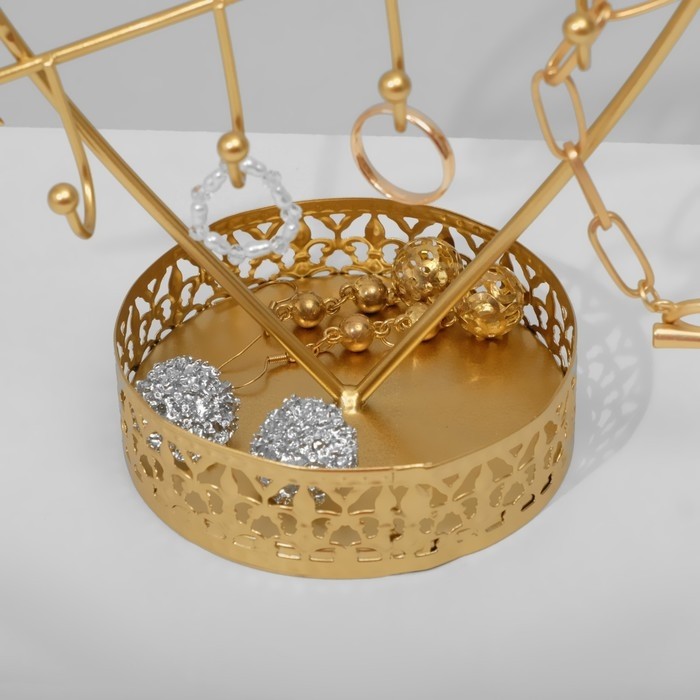 Подставка универсальная с местом для хранения «Сердце», 20×23×9.5 см, цвет золото