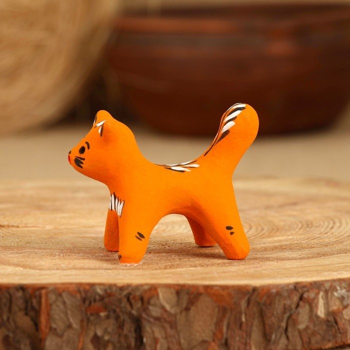 Каргопольская игрушка «Фигурка: Котик», керамика, 3.5×4×5.5 см, МИКС