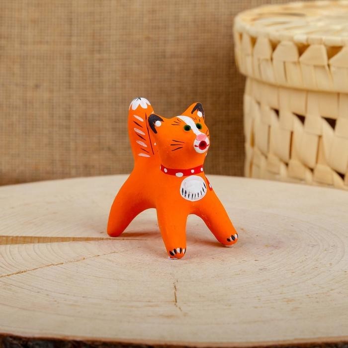 Каргопольская игрушка «Фигурка: Котик», керамика, 3.5×4×5.5 см, МИКС