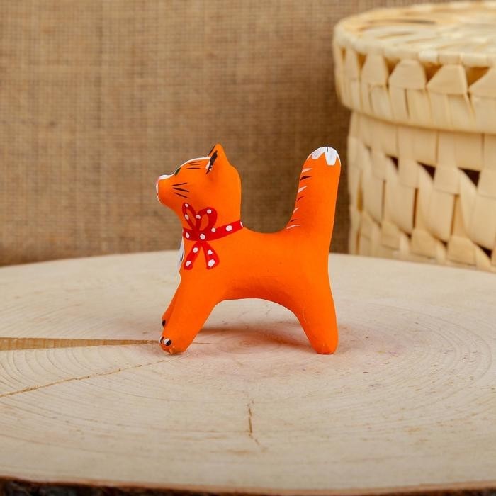 Каргопольская игрушка «Фигурка: Котик», керамика, 3.5×4×5.5 см, МИКС