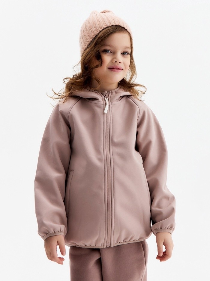 Ветровка демисезонная для девочек MINAKU из Softshell на флисе, непромокаемая, каштан