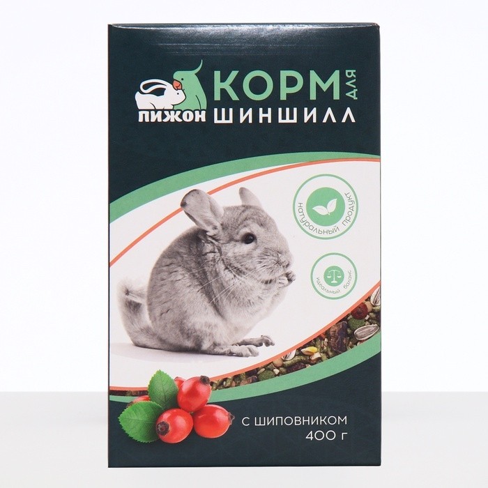 Корм "Пижон" для шиншилл, с шиповником, 400 г (Цена за 2 шт.)