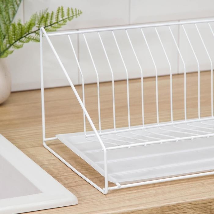 Сушилка для посуды с поддоном, 38×17,5×23,5 см, белый