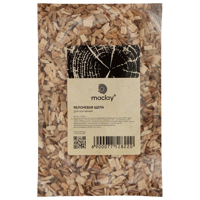Щепа для копчения Maclay «Яблоня», 400±40 г (Цена за 2 шт.)