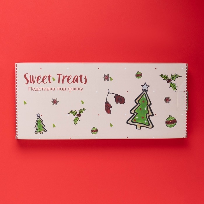 Подставка для ложки новогодняя Доляна Sweet Treats, 26.5×11.5 см, керамика, белая