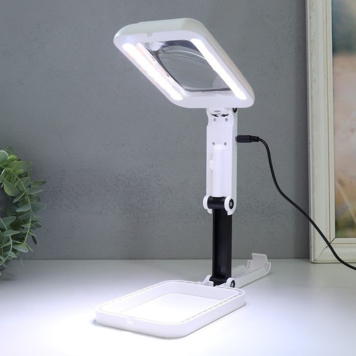 Лампа-лупа с увеличит.стеклом х3 для творчества 3 режима LEDx18 от 3АAA+ USB 10.5×28 см