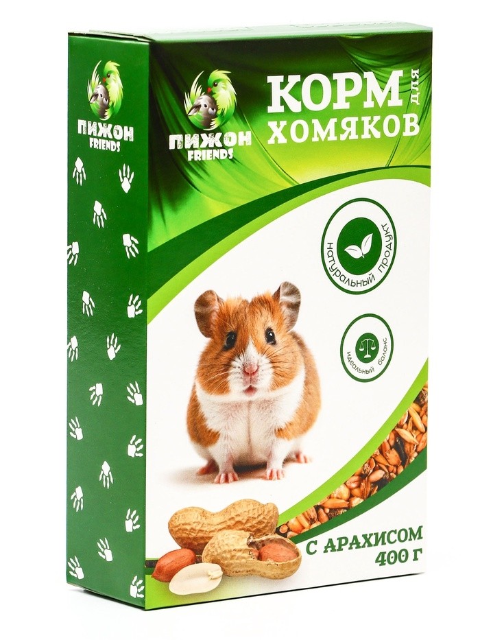 Корм "Пижон" для хомяков, с орехами, 400 г (Цена за 3 шт.)