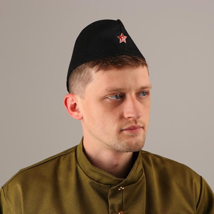Пилотка со звездой, р. 54–57 см, чёрная