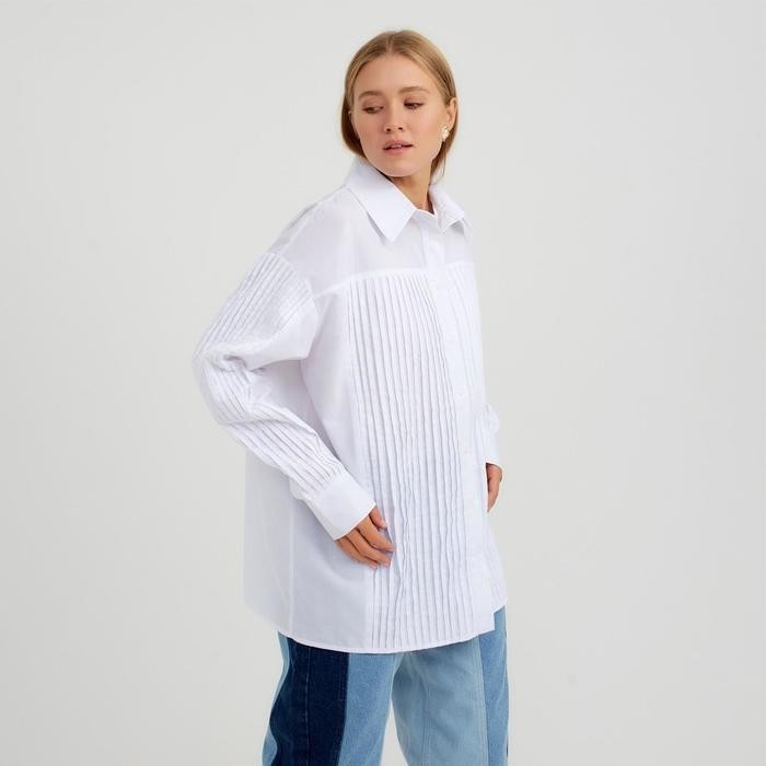 Рубашка женская MINAKU: Casual Collection цвет белый, р-р 50