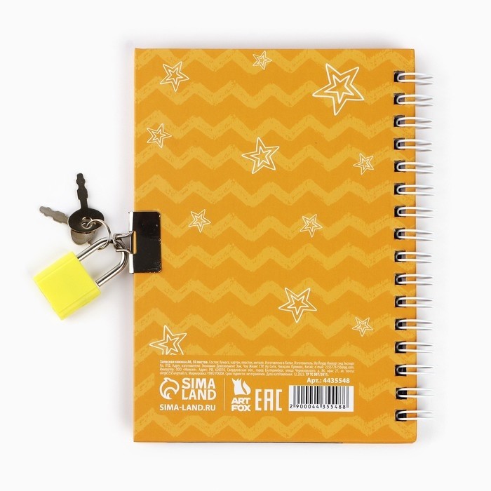 Записная книжка на замочке А6, 50 л. «Енотик»