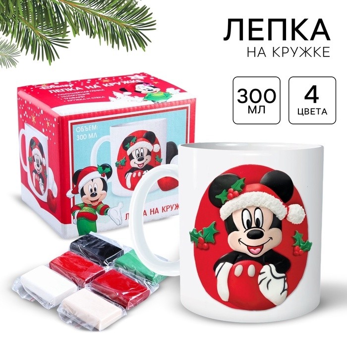 Набор для декора кружки полимерной глиной «Новый год! Микки Маус»