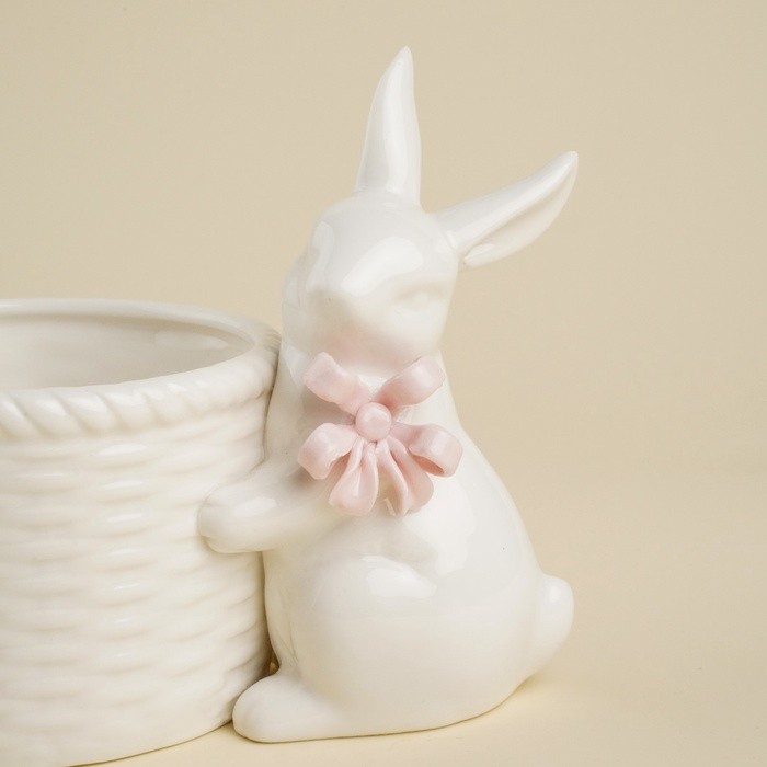 Конфетница SL Home «Лесные кролики», 15×9×12.5 см, фарфор, белая