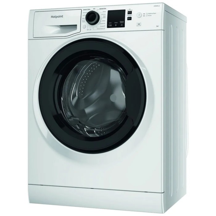 Стиральная машина Hotpoint-Ariston NSS 6015 KV RU, до 6 кг, 1000 об/мин, класс А, обработка паром, бело-чёрная