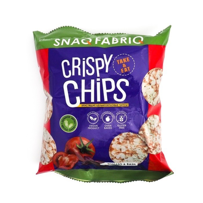 Чипсы "SNAQ FABRIQ" цельнозерновые со вкусом "Томат и базилик", 50 г
