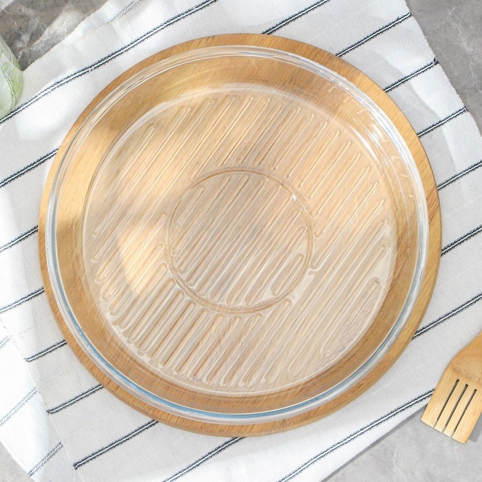 Форма для запекания Paşabahçe Grill Borcam, d=32 см, круглая, жаропрочное стекло, прозрачная