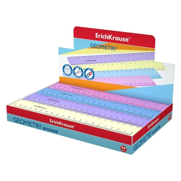 Линейка 20 см ErichKrause "Pastel", микс (Цена за 4 шт.)