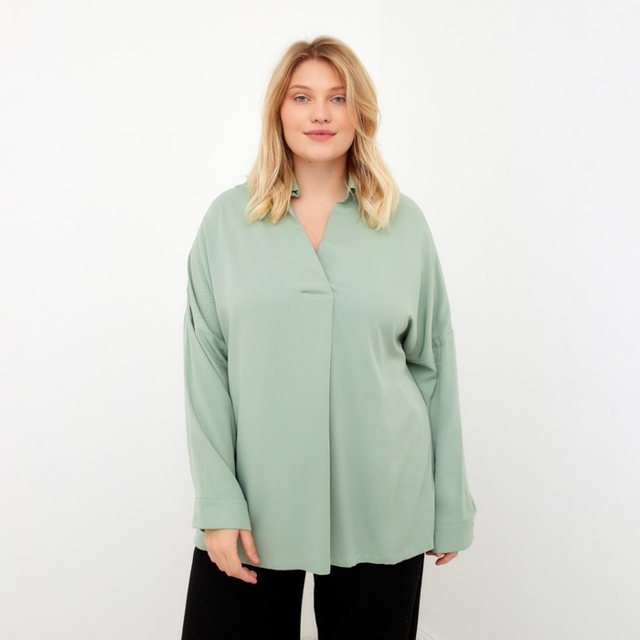 Рубашка женская MIST plus-size,  р.58, зеленый