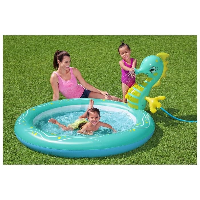 Бассейн надувной Bestway Seahorse, 188×160×86 см, с распылителем, 53114