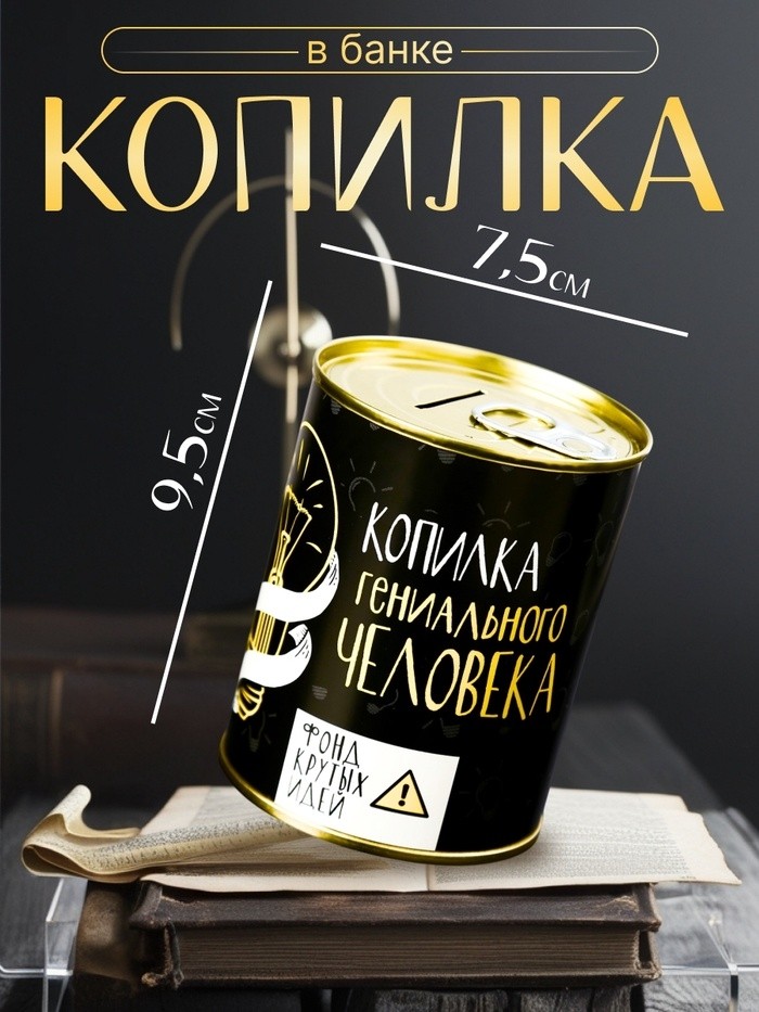 Копилка для денег «Банка. Гениального человека», металл