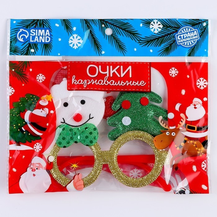 Очки карнавальные новогодние «Снеговик с ёлочкой»