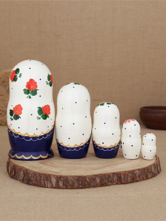 Матрешка "Розовый букет" 5 кукольная