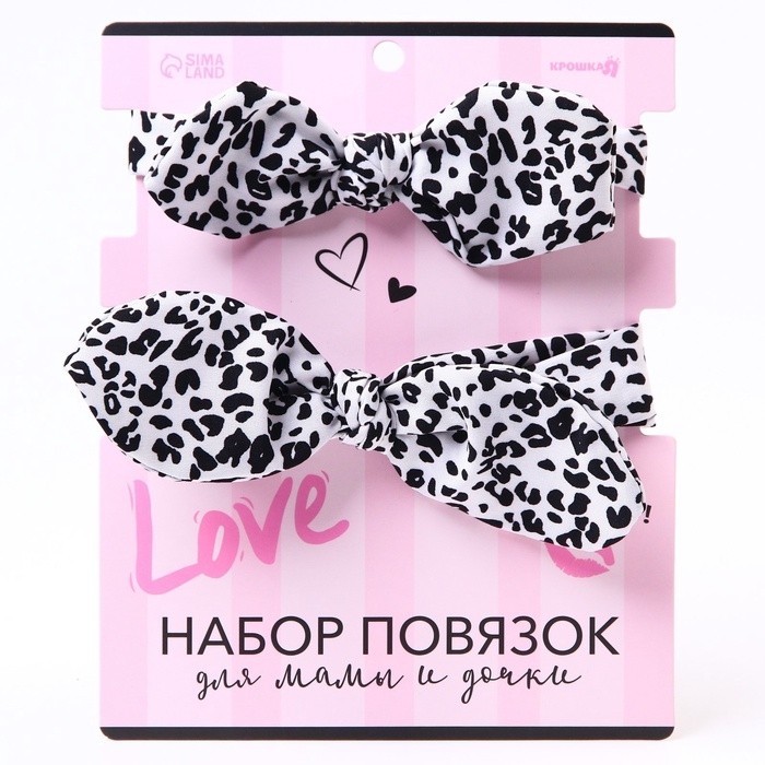 Повязка на голову для мамы и дочки M&B «Family look: Далматин» 2 шт., белый
