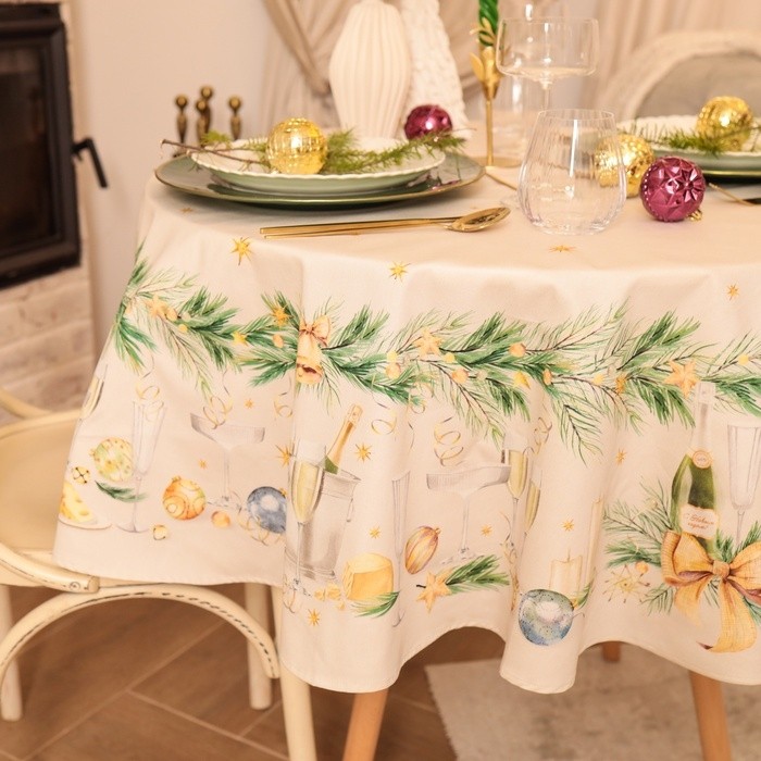 Скатерть новогодняя "Этель" Spruce mood 150х180см +/-3см с ВГМО, 100%хл, саржа 190гр/м2
