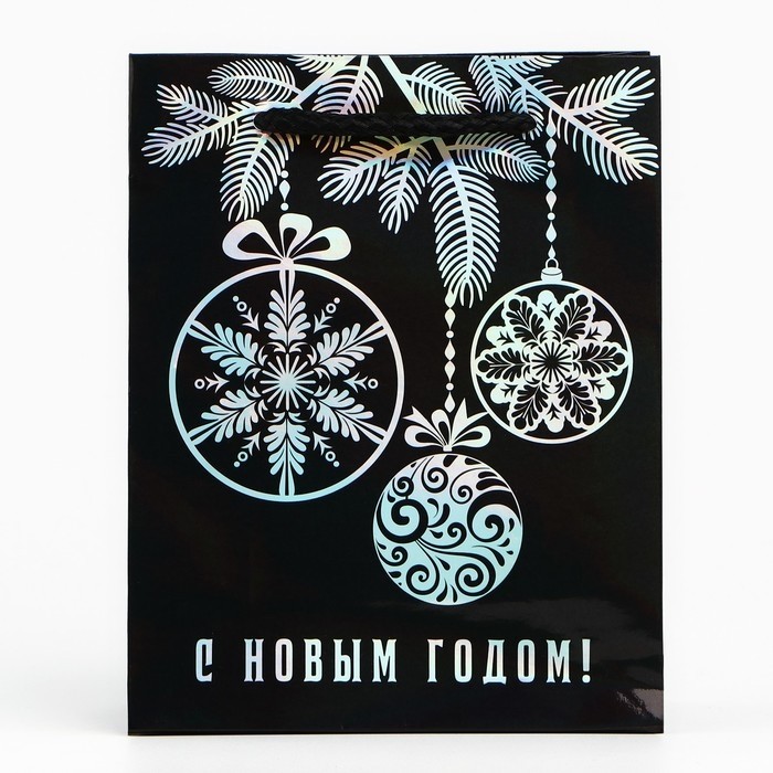 Пакет голографический вертикальный «С Новым годом», S 12 х 15 х 5.5 см (Цена за 2 шт.)