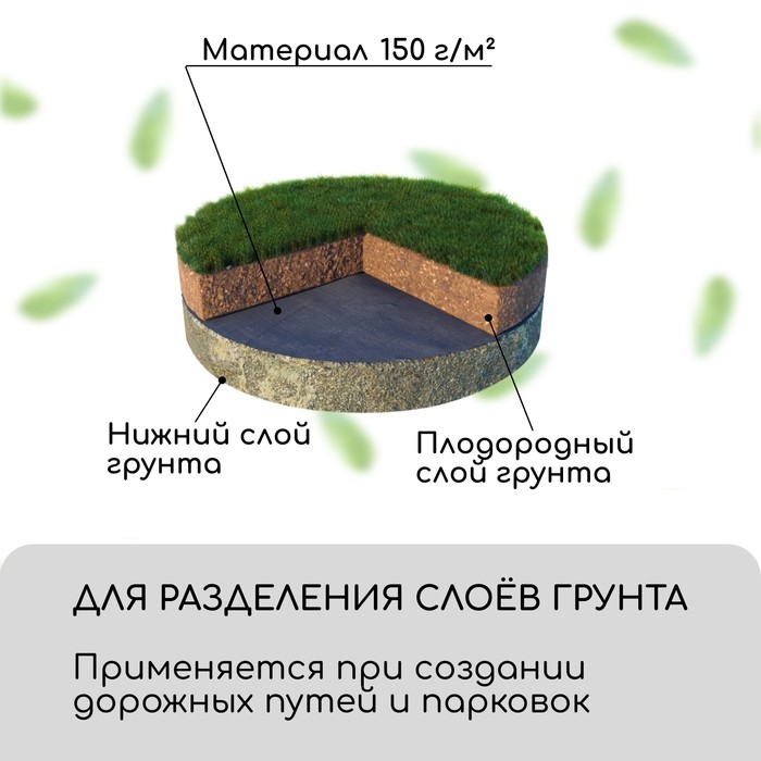Геотекстиль иглопробивной, 10×1.5 м, плотность 150 г/м², с УФ-стабилизатором, чёрный, Greengo