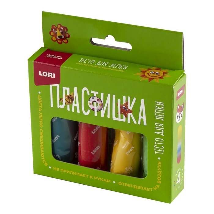 Тесто для лепки «Пластишка», 4 цв. по 30 гр