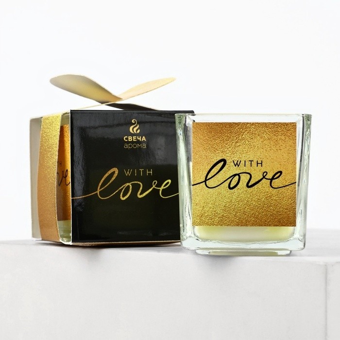 Ароматическая свеча With love, миндаль, 5.3×5.3×5.5 см