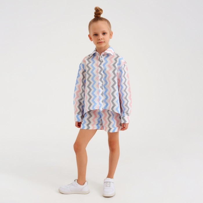Рубашка для девочки MINAKU: Cotton Collection, белая, рост 110 см
